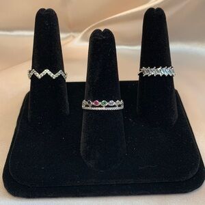 3 PC Set - NEW Pretty Bird Real White Gold Plated Stacking Rings Size 8